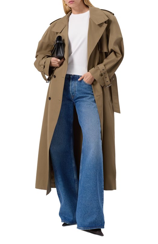 Хлопковый тренч Saint Laurent 824700/YZ9BJ Бежевый  824700/YZ9BJ Фото 2