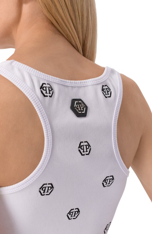 Хлопковый топ Philipp Plein SAFC WJK0190 PTE004N Белый  SAFC WJK0190 PTE004N Фото 5