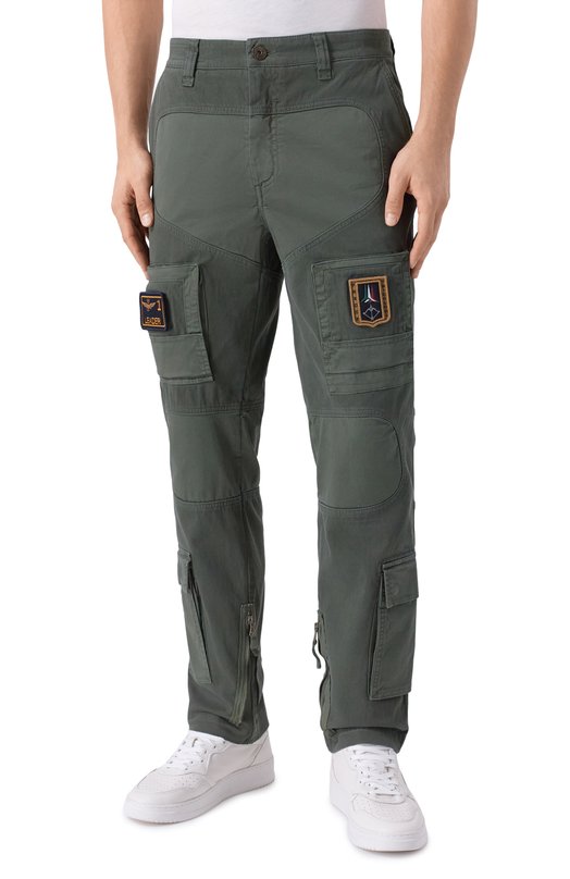 Хлопковые брюки-карго Aeronautica Militare PA1664UCT04241 Хаки  PA1664UCT04241 Фото 3