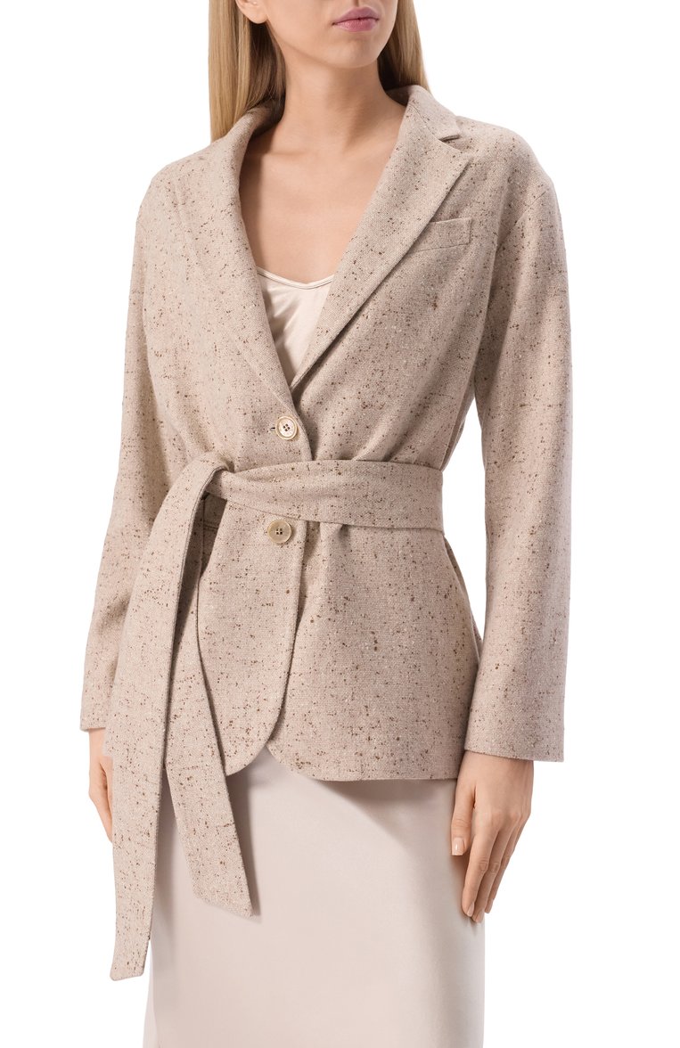 Женский кашемировый жакет KITON бежевого цвета, арт. D58502K0518E02 | Фото 3 (Драгоценные камни: Проставлено; Материал внешний: Кашемир, Шерсть; Рукава: Длинные; Материал сплава: Проставлено; Длина (для топов): Удлиненные; Женское Кросс-КТ: Жакет-одежда; 1-2-бортные: Однобортные; Стили: Классический)