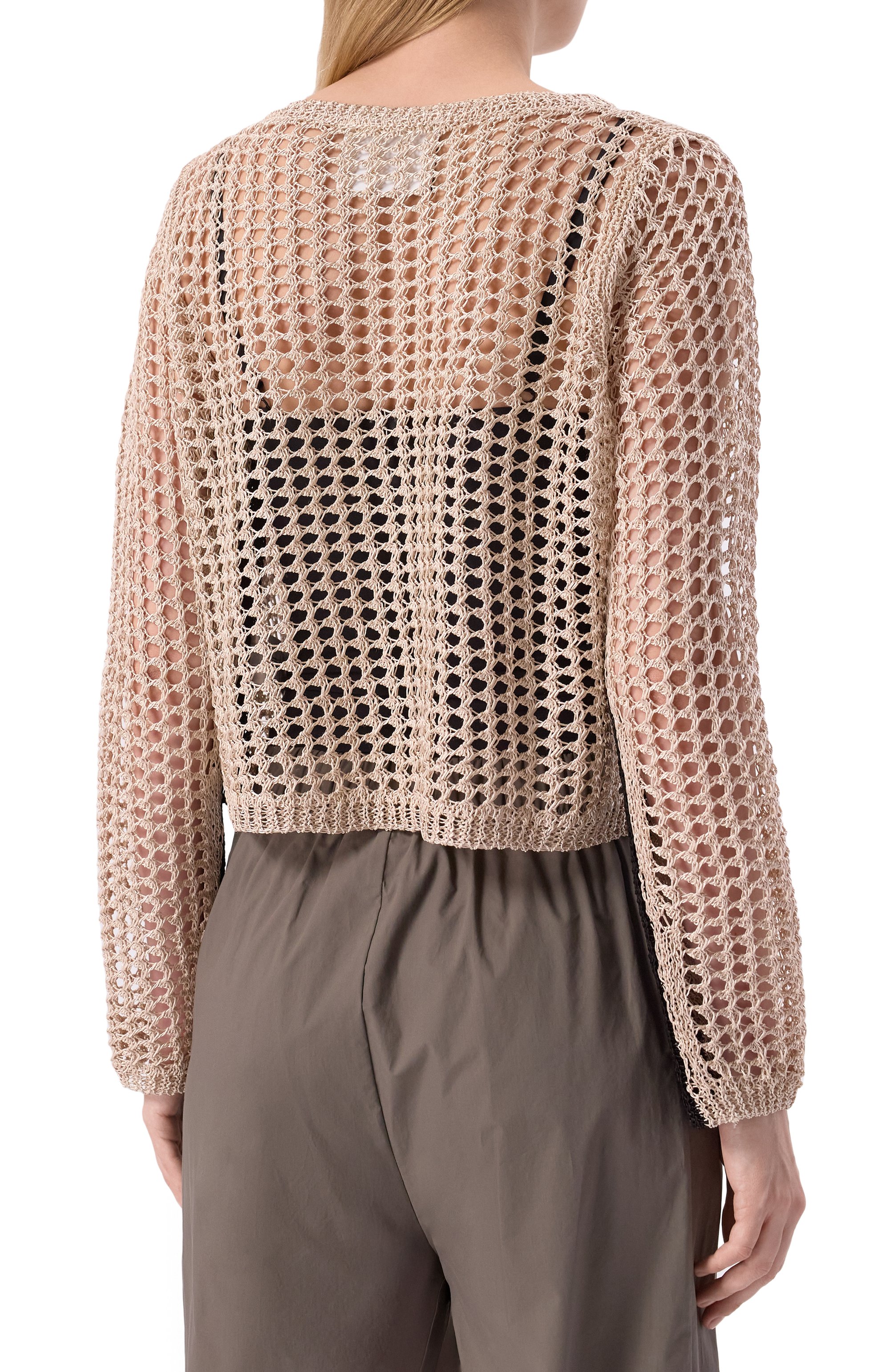 Свитер из вискозы ERIKA CAVALLINI бежевого цвета по цене 61550 руб., арт. P5SC02, фото 4 Свитер из вискозы ERIKA CAVALLINI, арт. P5SC02, фото 4