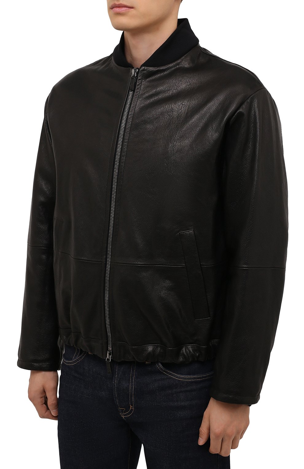 Кожаный бомбер с воротником из овчины GIORGIO ARMANI, арт. BSR15P/BSP22, фото 6