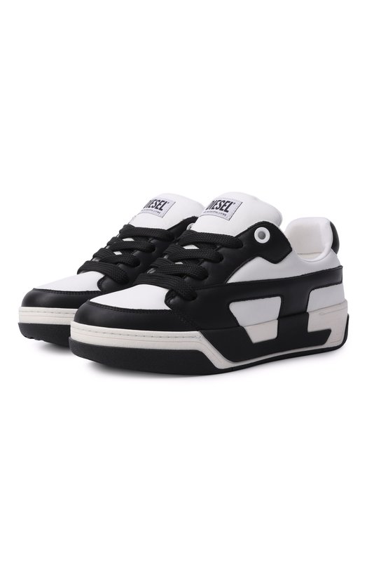 Кожаные кеды S-D-Ollie Diesel Y03796/P7483 Чёрно-белый Y03796/P7483