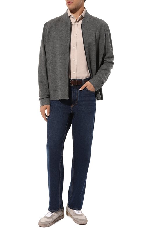 Хлопковая рубашка Brunello Cucinelli MA7520627 Бежевый  MA7520627 Фото 2