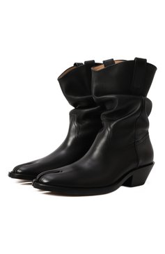 Женские кожаные казаки tabi MAISON MARGIELA черного цвета, арт. S39WW0068/P3292 | Фото 1 (Материал внешний: Натуральная кожа; Материал сплава: Проставлено; Подошва: Плоская; Высота голенища: Низкие; Каблук высота: Низкий; Драгоценные камни: Проставлено; Материал внутренний: Натуральная кожа; Женское Кросс-КТ: Казаки-сапоги; Материал утеплителя: Без утеплителя; Каблук тип: Устойчивый)