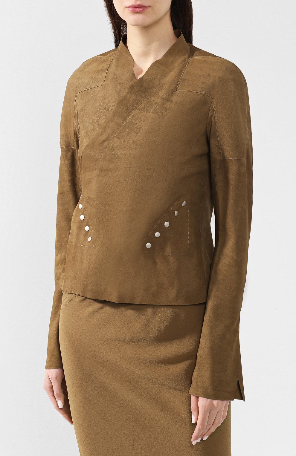 Кожаный жакет RICK OWENS коричневого цвета по цене 119500 руб., арт. RP19S6734/LBA, фото 3 Кожаный жакет RICK OWENS, арт. RP19S6734/LBA, фото 3