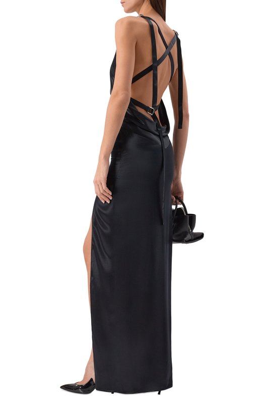 Атласное платье The Attico 260WCW00261/VVV102AA Чёрный  260WCW00261/VVV102AA Фото 2