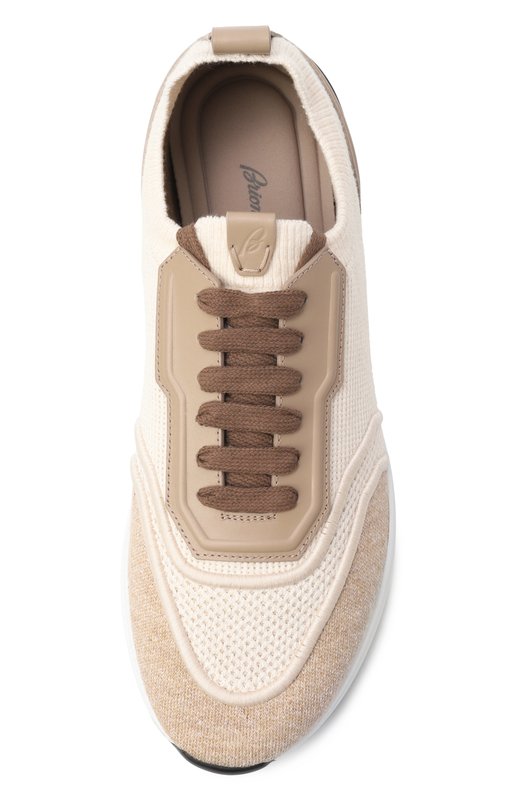 Текстильные кроссовки Brioni QHM20L/PD903 Бежевый  QHM20L/PD903 Фото 5