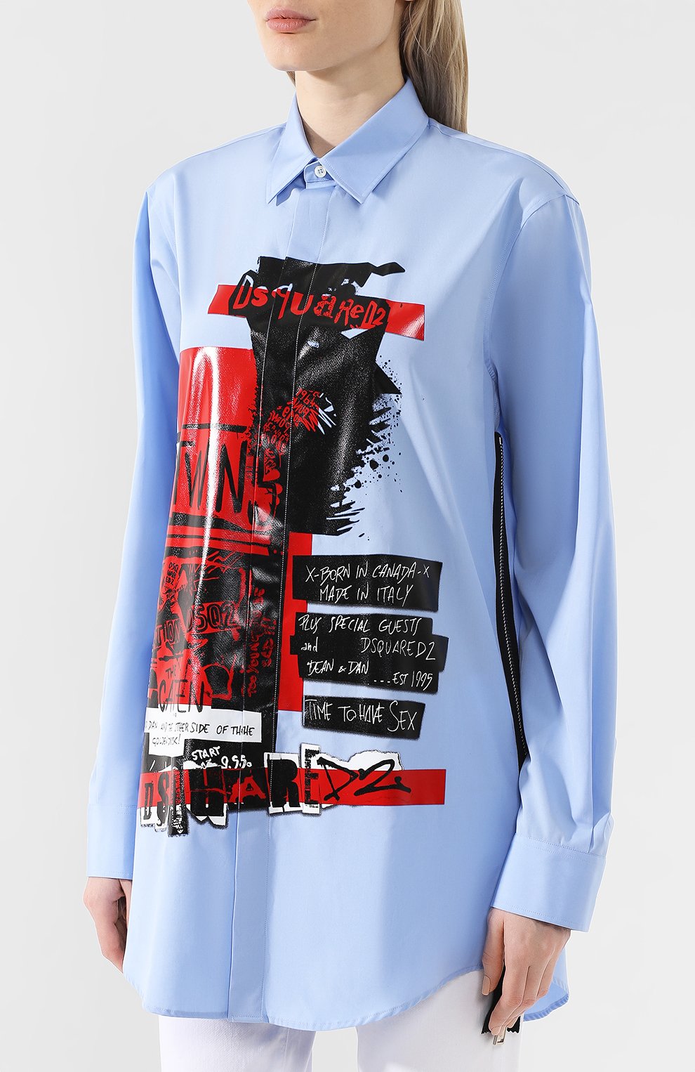 Хлопковая рубашка DSQUARED2 голубого цвета по цене 39200 руб., арт. S75DL0611/S36275, фото 3 Хлопковая рубашка DSQUARED2, арт. S75DL0611/S36275, фото 3