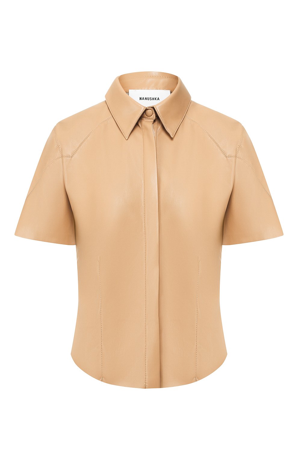 Блузка с короткими рукавами NANUSHKA, арт. CLARE_PALE CARAMEL_VEGAN LEATHER, фото 1