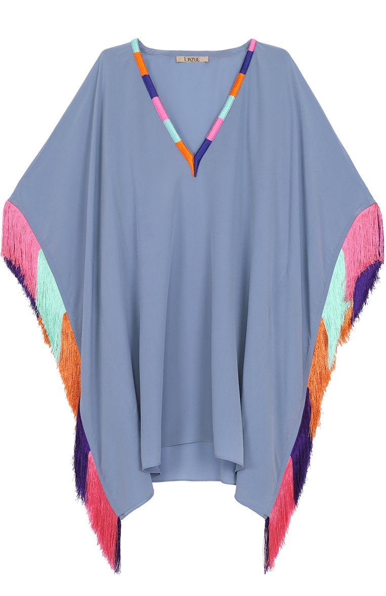 Шелковая туника с контрастной бахромой LAZUL, арт. MARL0W TUNIC/C0L0MBE, фото 1