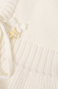Детского шерстяная шапка-капор IL TRENINO белого цвета, арт. FJ-3637/J | Фото 3 (Материал: Текстиль, Шерсть; Материал сплава: Проставлено; Нос: Не проставлено)