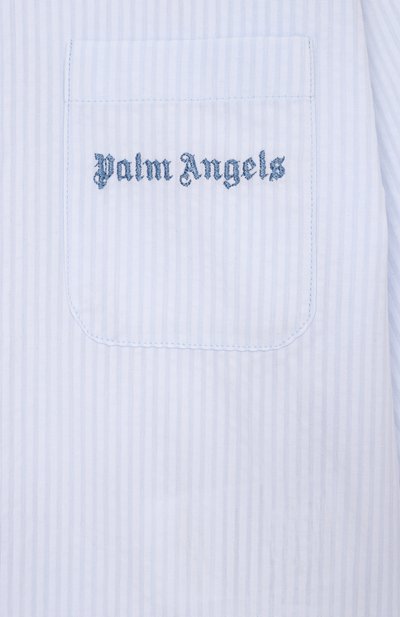 Хлопковая рубашка PALM ANGELS светло-голубого цвета по цене 17950 руб., арт. PBGE008S26FAB001, фото 3 Хлопковая рубашка PALM ANGELS, арт. PBGE008S26FAB001, фото 3