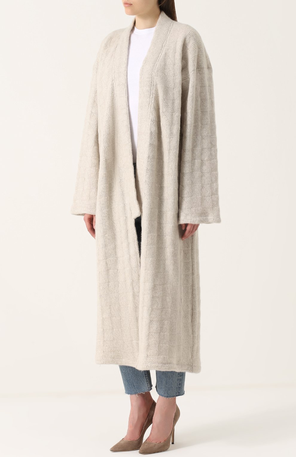 Удлиненный кардиган из кашемира THE ELDER STATESMAN молочного цвета по цене 337000 руб., арт. KSKIM, фото 3 Удлиненный кардиган из кашемира THE ELDER STATESMAN, арт. KSKIM, фото 3