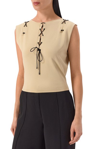 Топ из вискозы IRO бежевого цвета по цене 39800 руб., арт. WP12FELICINE, фото 3 Топ из вискозы IRO, арт. WP12FELICINE, фото 3