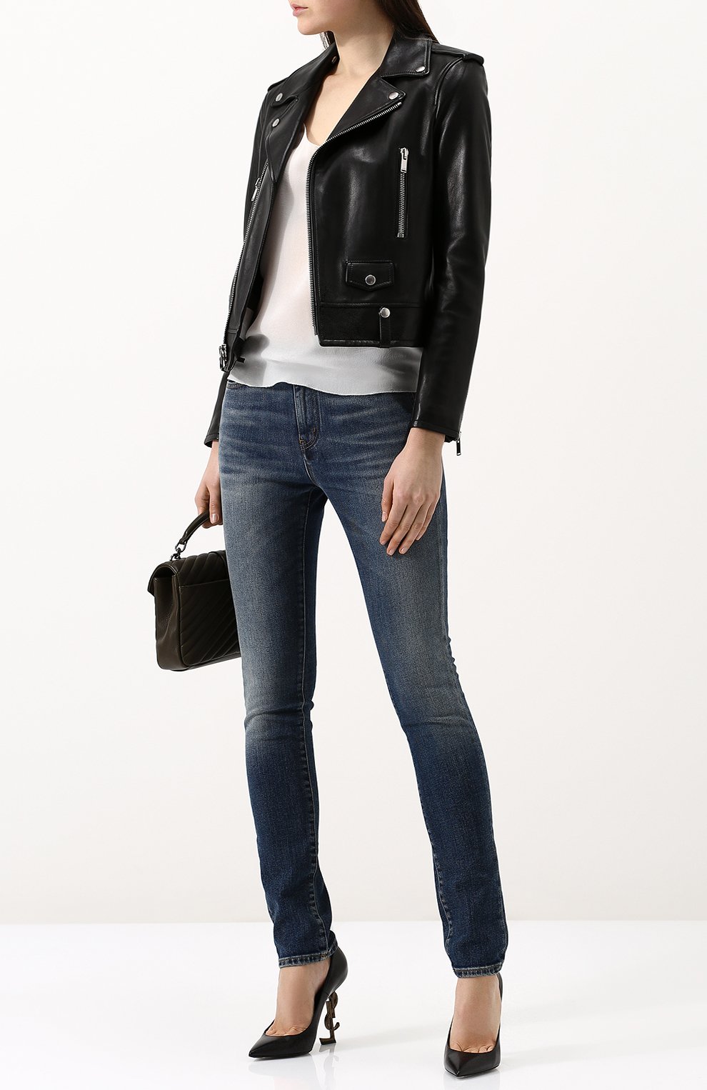 Шелковый топ прямого кроя без рукавов SAINT LAURENT, арт. 488986/Y059R, фото 2