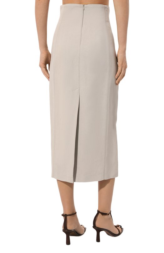 Юбка из вискозы и льна Brunello Cucinelli MH579B1317 Бежевый  MH579B1317 Фото 4