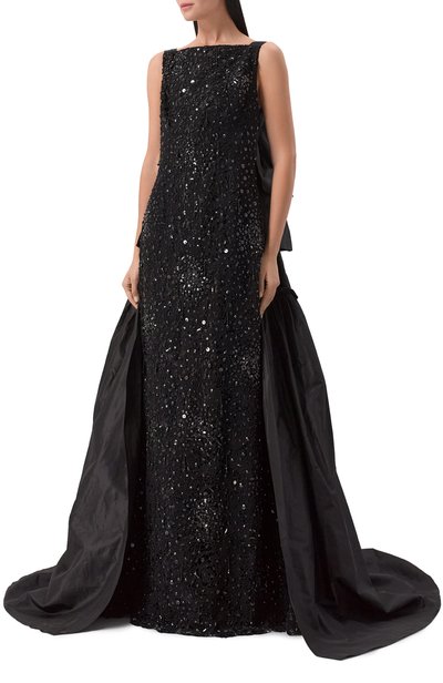 Комбинированное платье OSCAR DE LA RENTA, арт. R16E056BLK, фото 2