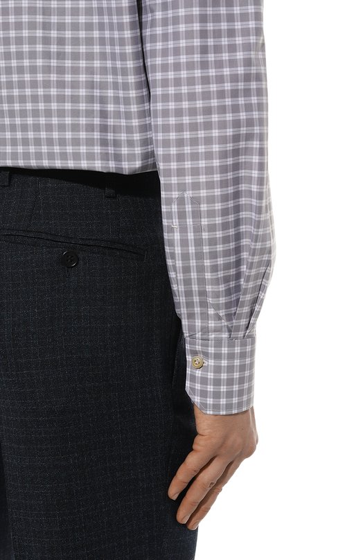 Хлопковая сорочка Kiton UCIH0863711 Серый  UCIH0863711 Фото 6
