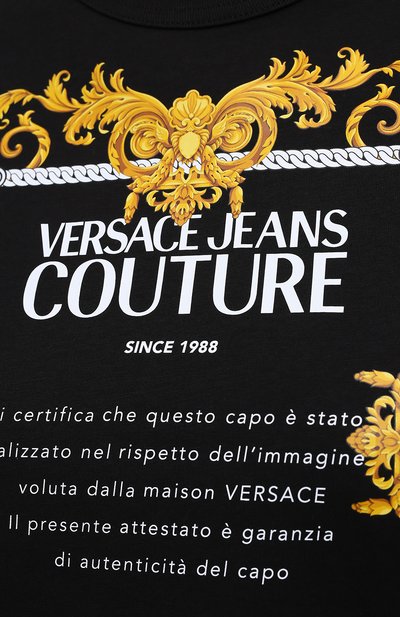 Хлопковая футболка VERSACE JEANS COUTURE черного цвета по цене 11900 руб., арт. B2HZA7TG-ZDP613 REG. 44 TRANSFER/30319, фото 5 Хлопковая футболка VERSACE JEANS COUTURE, арт. B2HZA7TG-ZDP613 REG. 44 TRANSFER/30319, фото 5