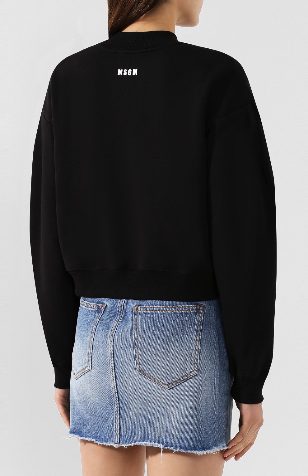 Хлопковый свитшот MSGM черного цвета по цене 34350 руб., арт. 2741MDM105 195799, фото 4 Хлопковый свитшот MSGM, арт. 2741MDM105 195799, фото 4
