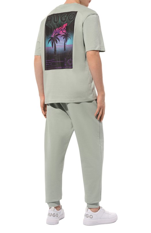 Хлопковая футболка HUGO Blue Зелёный, фото 2