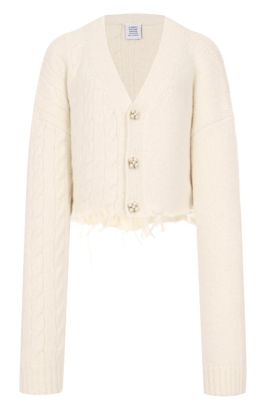 Шерстяной кардиган VETEMENTS WA65KN276C/2901 KNIT Кремовый WA65KN276C/2901 KNIT