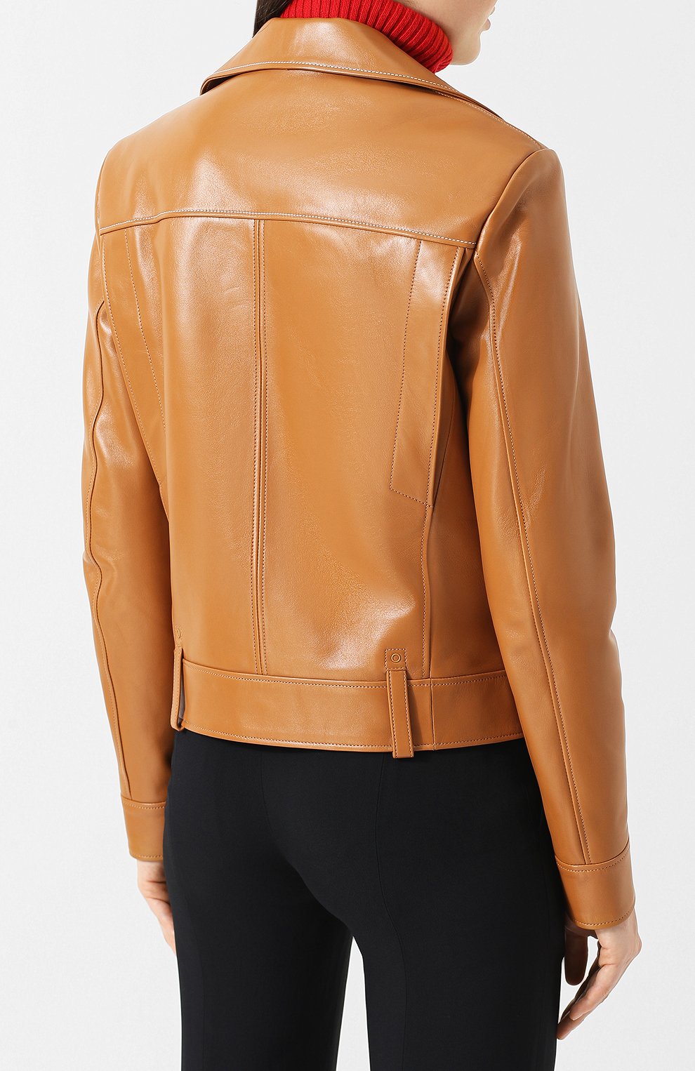 Кожаная куртка с поясом и накладными карманами CHLOÉ, арт. CHC18ACV01208, фото 4