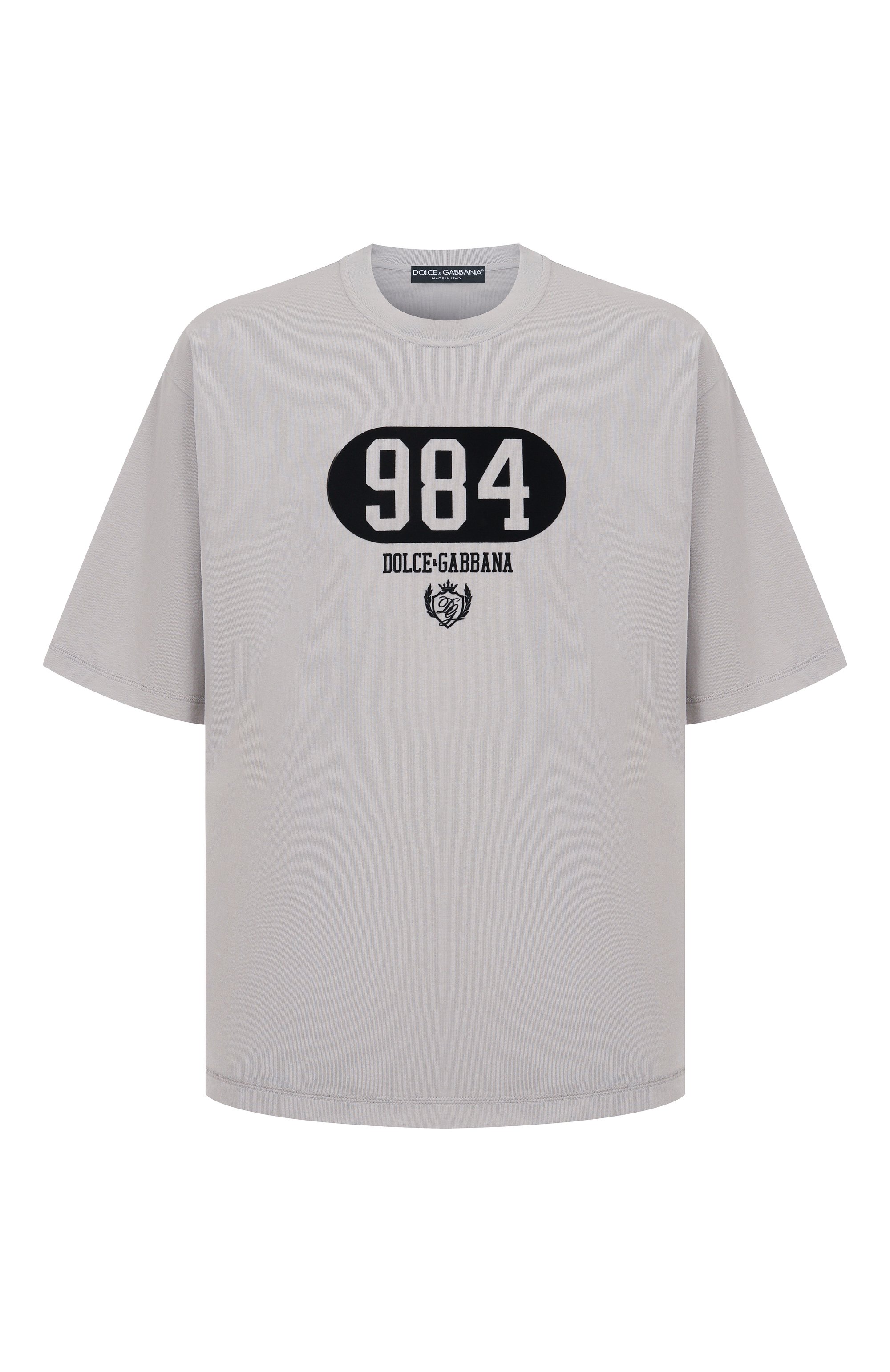 Хлопковая футболка DOLCE & GABBANA серого цвета по цене 59250 руб., арт. G8PB8T/G7M3M, фото 1 Хлопковая футболка DOLCE & GABBANA, арт. G8PB8T/G7M3M, фото 1