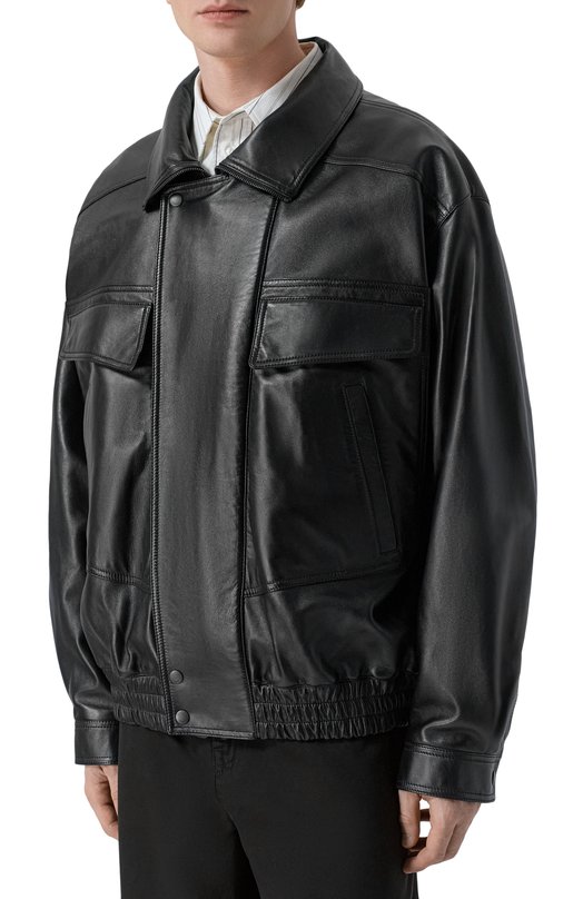 Кожаный бомбер Saint Laurent 840864/YCIJ2 Чёрный  840864/YCIJ2 Фото 3