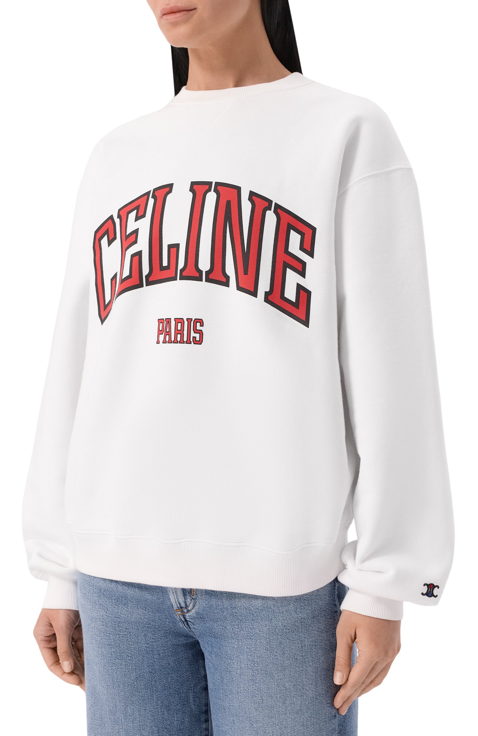 Хлопковый свитшот CELINE белого цвета по цене 131000 руб., арт. RY119/1233, фото 3 Хлопковый свитшот CELINE, арт. RY119/1233, фото 3