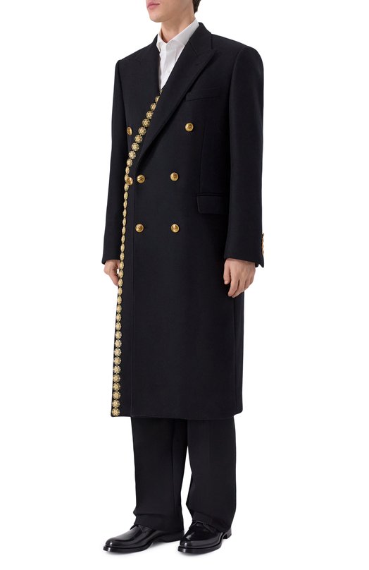 Шерстяное пальто Dolce & Gabbana G053AZ/FU283 Чёрный  G053AZ/FU283 Фото 3