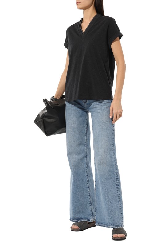 Хлопковая футболка Brunello Cucinelli M0T18BD222 Чёрный  M0T18BD222 Фото 2