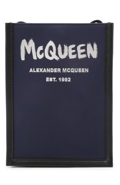 Мужская комбинированная сумка edge mini ALEXANDER MCQUEEN темно-синего цвета, арт. 668592/1AAEZ | Фото 1 (Материал сплава: Проставлено; Размер: mini; Ремень/цепочка: На ремешке; Материал: Текстиль; Драгоценные камни: Проставлено)