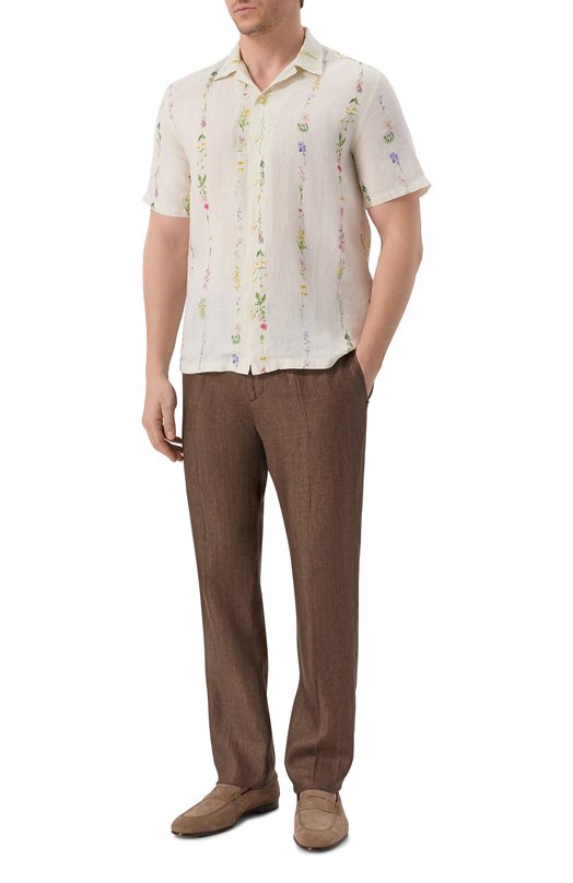 Льняная рубашка 120% Lino 33ALIM1PKD/G449/000 Кремовый  33ALIM1PKD/G449/000 Фото 2