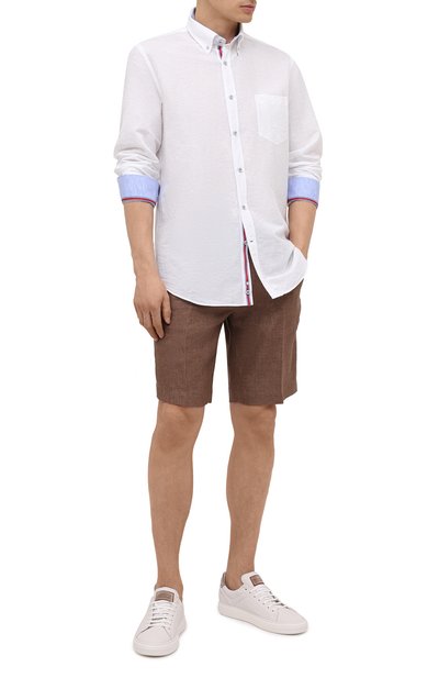 Рубашка из хлопка и льна PAUL&SHARK белого цвета по цене 19550 руб., арт. 21413002/F5H, фото 2 Рубашка из хлопка и льна PAUL&SHARK, арт. 21413002/F5H, фото 2