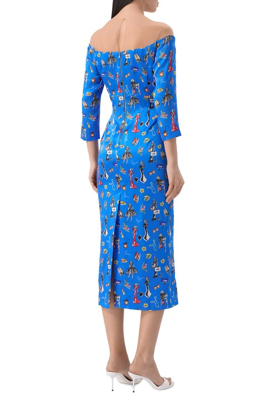 Шелковое платье YANINA T-3120A Синий  T-3120A Фото 3