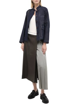 Женский жакет из хлопка и шерсти GIORGIO ARMANI синего цвета, арт. 0WHGG0I4/T01VP | Фото 3 (Длина (для топов): Стандартные; Рукава: Длинные; Материал внешний: Хлопок, Шерсть; Случай: Повседневный; Стили: Кэжуэл; 1-2-бортные: Однобортные; Женское Кросс-КТ: Жакет-одежда)
