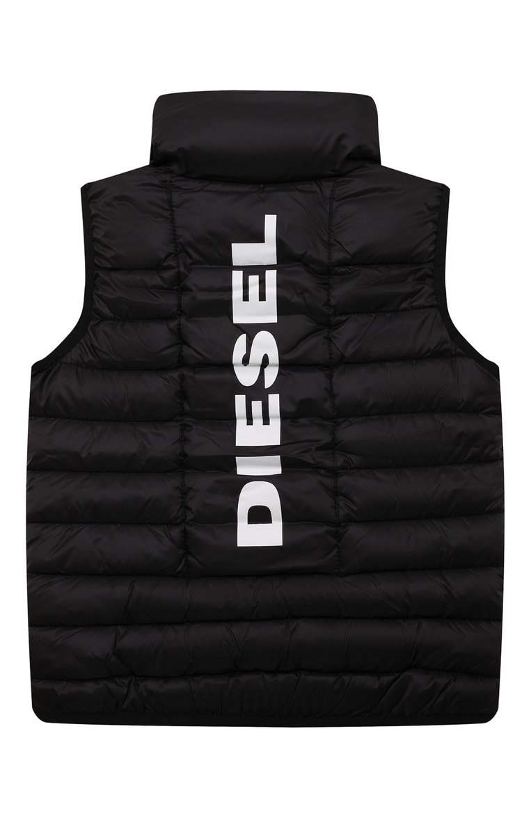 Мужского утепленный жилет DIESEL черного цвета, арт. J01087/KXBDY | Фото 2 (Региональные ограничения белый список (Axapta Mercury): Не проставлено; Материал внешний: Синтетический материал; Материал сплава: Проставлено; Нос: Не проставлено; Материал подклада: Синтетический материал)