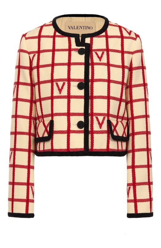 Жакет из шерсти и хлопка Valentino 7B3CE4K0/9JN Кремовый 7B3CE4K0/9JN