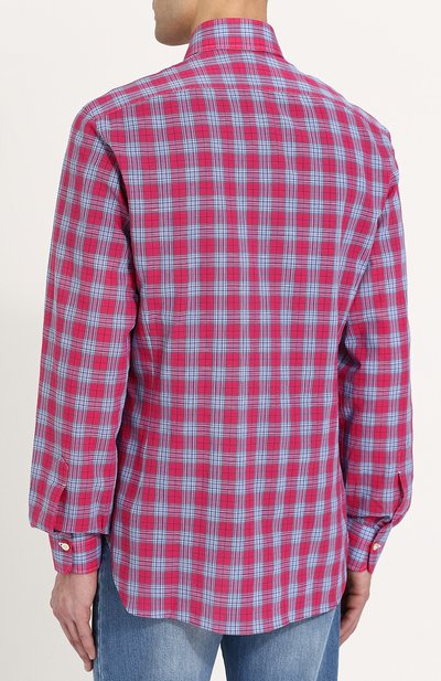 Хлопковая рубашка в клетку KITON, арт. UCMH0624810000, фото 4