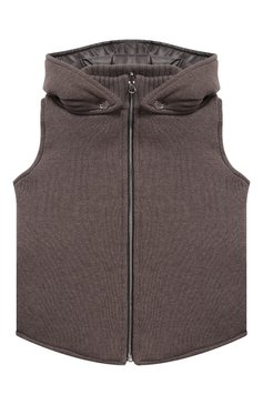 Мужского двусторонний жилет с капюшоном GIORGETTI CASHMERE серого цвета, арт. MB1370/8A-14A | Фото 3 (Девочки Кросс-КТ: Верхняя одежда; Мальчики Кросс-КТ: Верхняя одежда; Нос: Не проставлено; Региональные ограничения белый список (Axapta Mercury): Не проставлено; Рукава: Без рукавов)