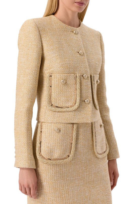 Твидовый жакет Elie Saab J0248/TWC01 Бежевый  J0248/TWC01 Фото 3