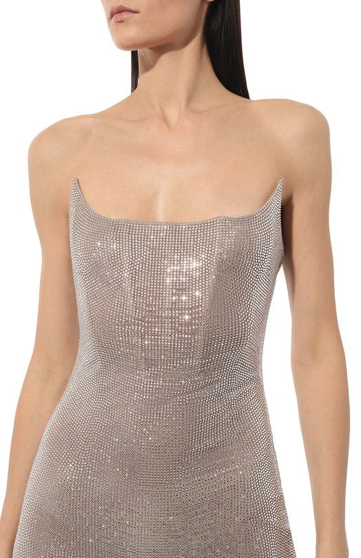 Платье с отделкой стразами Giuseppe di Morabito FW23095LD-C-212 Серебряный  FW23095LD-C-212 Фото 5