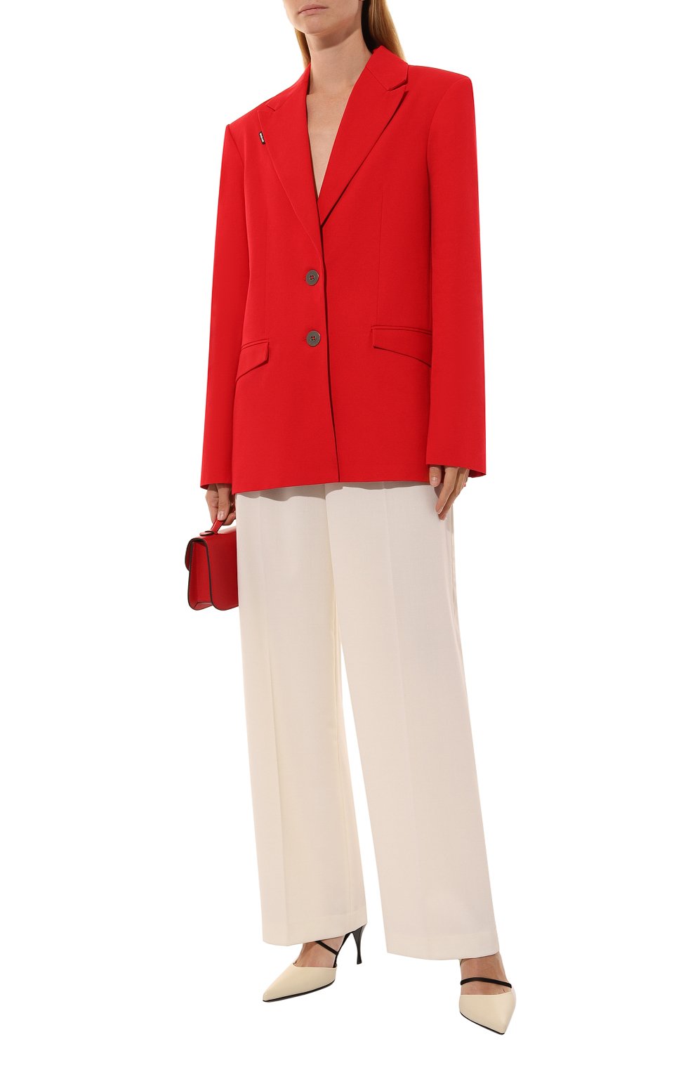 Хлопковый жакет WHO_AM красного цвета по цене 29900 руб., арт. FJ2-SV2210-RED, фото 2 Хлопковый жакет WHO_AM, арт. FJ2-SV2210-RED, фото 2