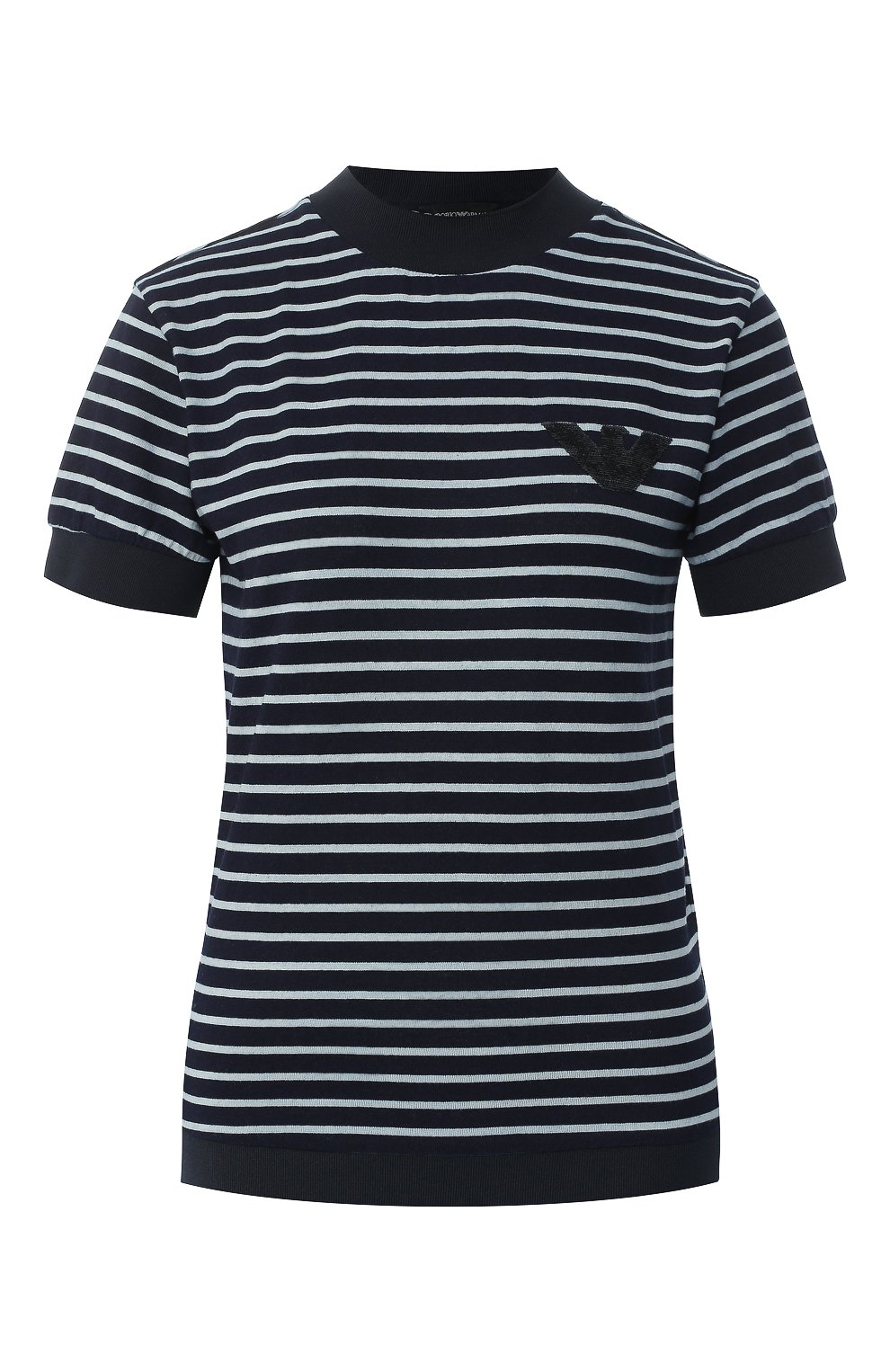 Хлопковая футболка EMPORIO ARMANI синего цвета по цене 17800 руб., арт. 3G2M84/2JSVZ, фото 1 Хлопковая футболка EMPORIO ARMANI, арт. 3G2M84/2JSVZ, фото 1