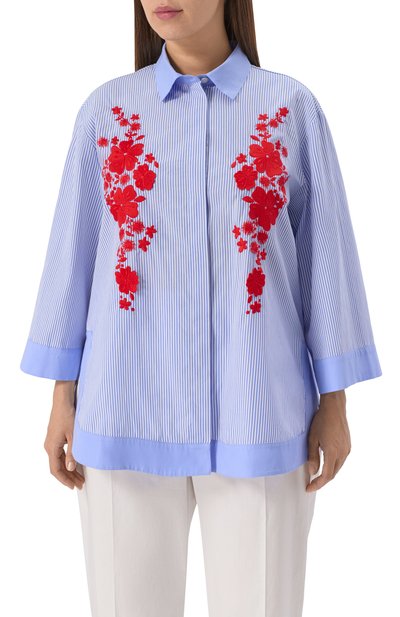 Хлопковая блузка MARINA SPORT голубого цвета по цене 39950 руб., арт. GELA, фото 3 Хлопковая блузка MARINA SPORT, арт. GELA, фото 3