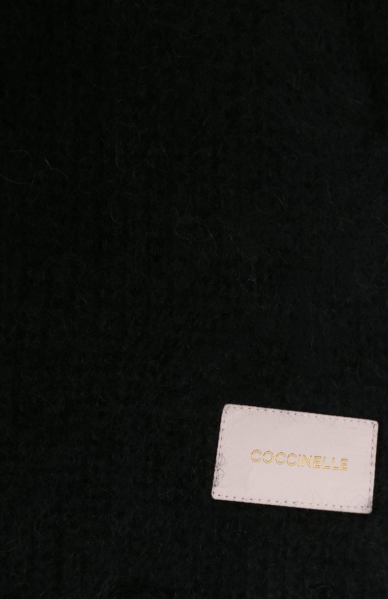 Женский шарф COCCINELLE темно-коричневого цвета, арт. E7 PGU 31 01 01 | Фото 3 (Материал: Текстиль, Шерсть, Синтетический материал; Материал сплава: Проставлено; Нос: Не проставлено)