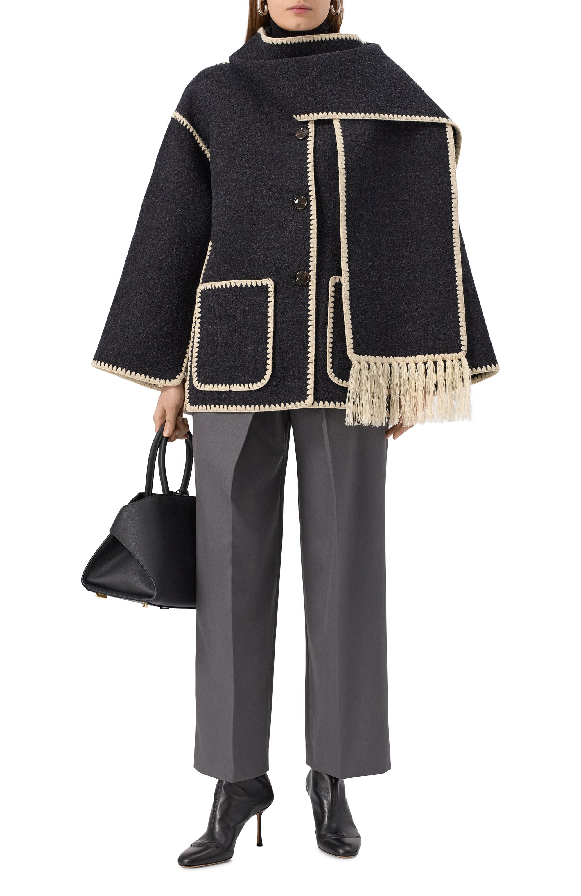 Шерстяное полупальто TOTEME, арт. 244-WR0918-FB0292, фото 2