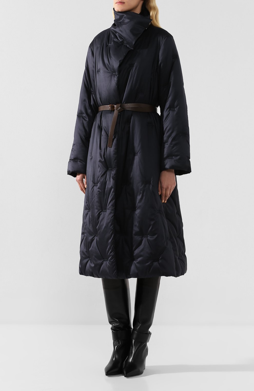 Пальто с поясом GIORGIO ARMANI темно-синего цвета по цене 584000 руб., арт. 0SH0L041/T01I0, фото 3 Пальто с поясом GIORGIO ARMANI, арт. 0SH0L041/T01I0, фото 3
